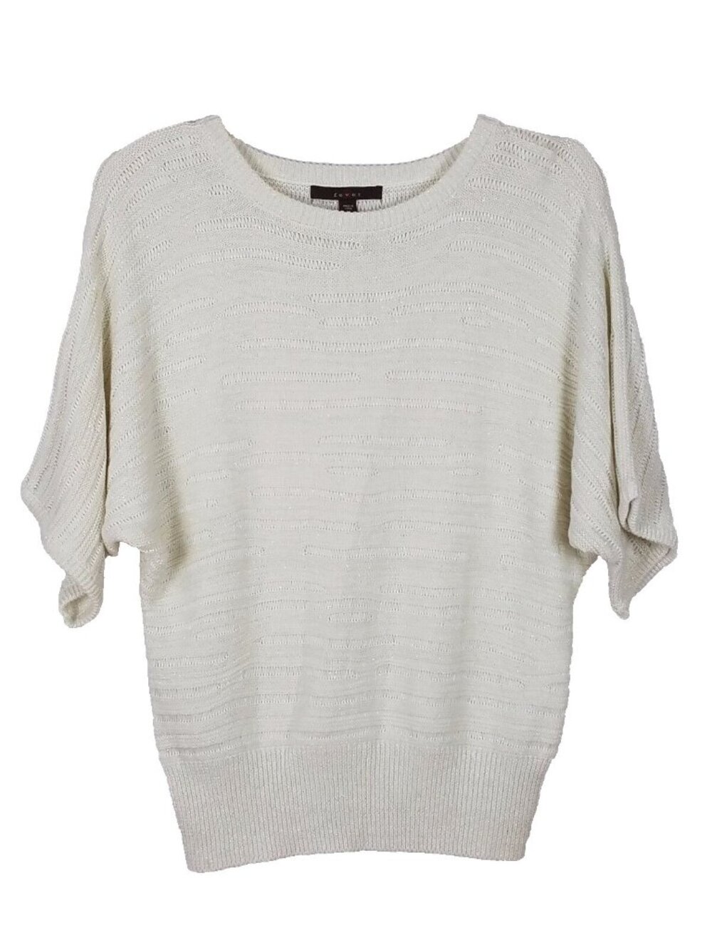 FEVER White with a hint of Silver Wing styled sleeves Sweater size Medium